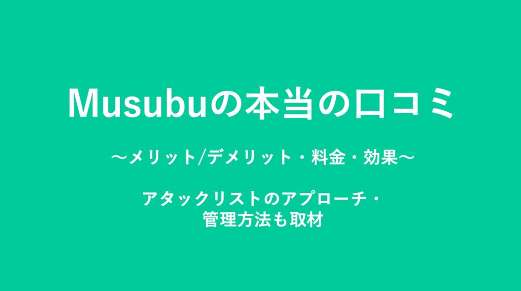Musubuの本当の口コミ〜料金、メリット、効果〜